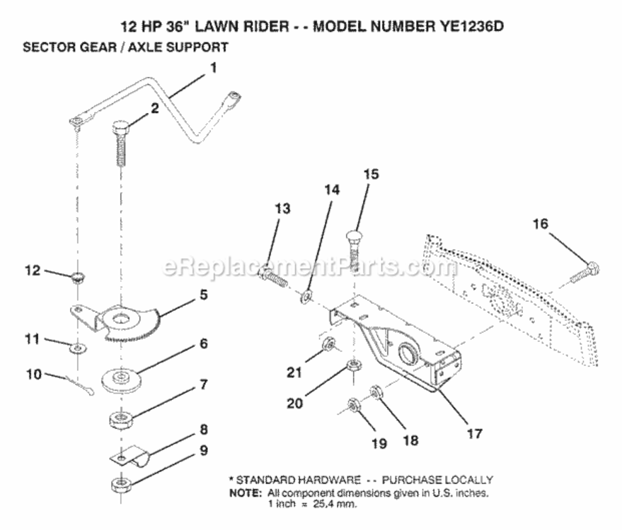 Page M Diagram and Parts List for YE1236D 1999 And Before Husqvarna Lawn Tractor