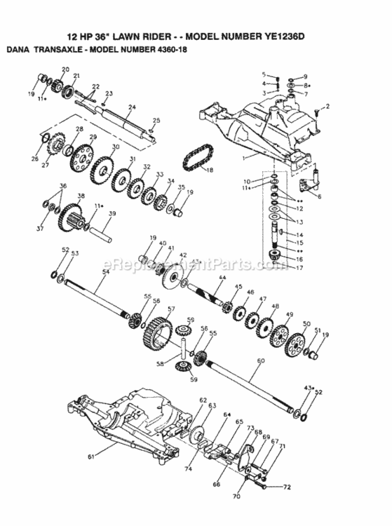 Page O Diagram and Parts List for YE1236D 1999 And Before Husqvarna Lawn Tractor