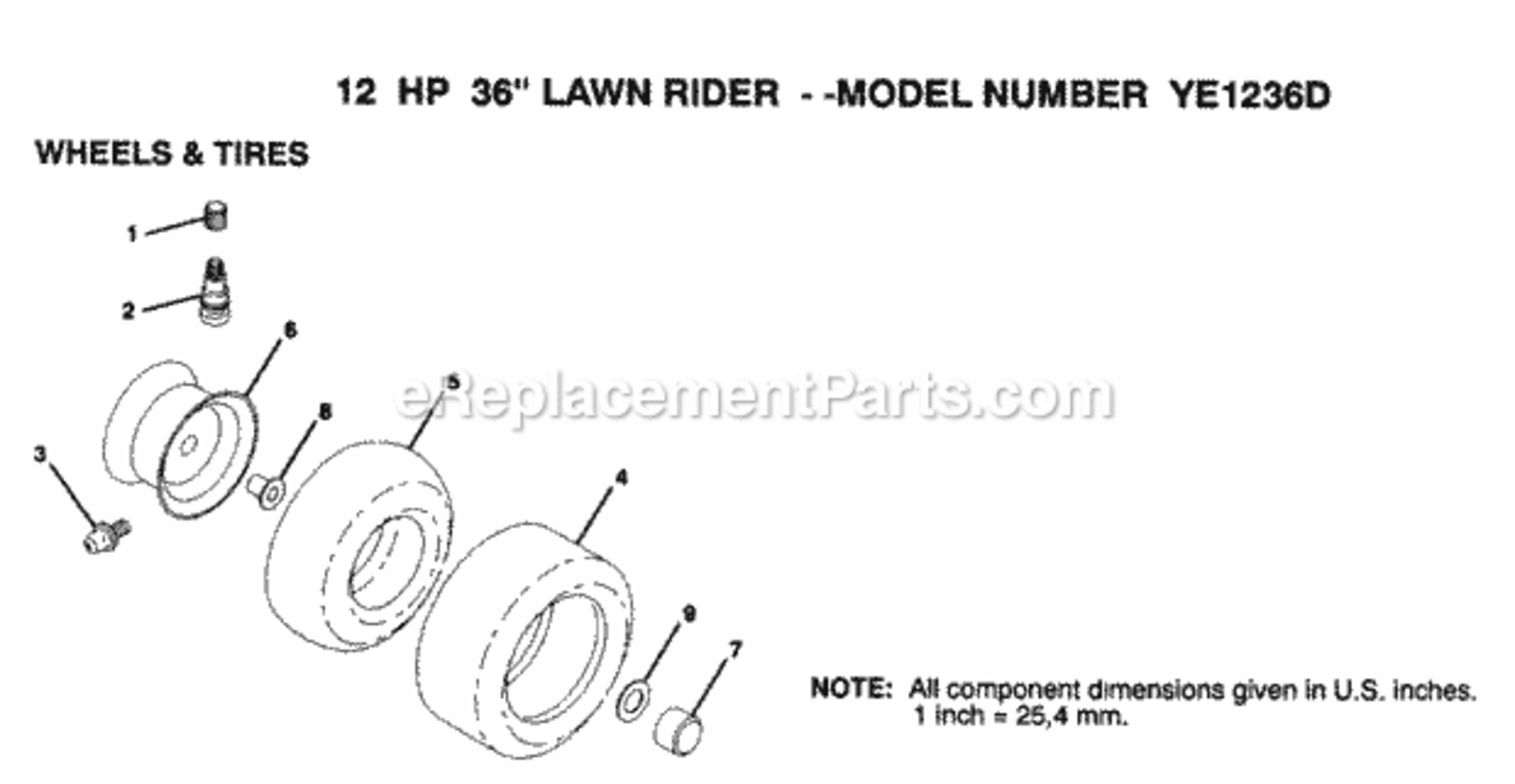Page Q Diagram and Parts List for YE1236D 1999 And Before Husqvarna Lawn Tractor