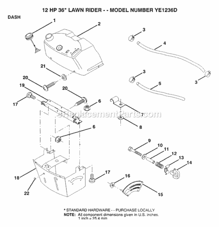 Page B Diagram and Parts List for YE1236D 1999 And Before Husqvarna Lawn Tractor
