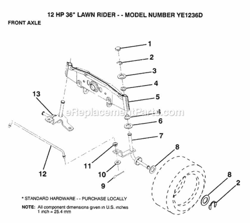 Page G Diagram and Parts List for YE1236D 1999 And Before Husqvarna Lawn Tractor