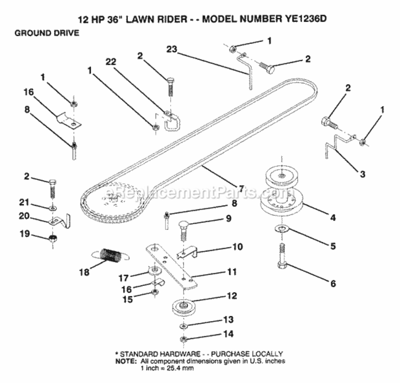 Page H Diagram and Parts List for YE1236D 1999 And Before Husqvarna Lawn Tractor