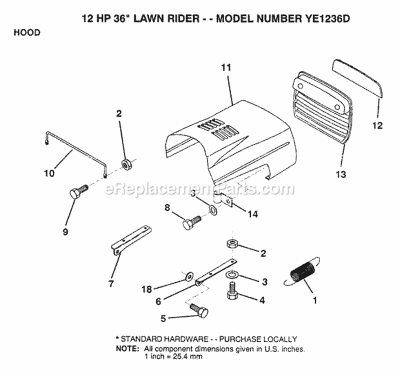 Page I Diagram and Parts List for YE1236D 1999 And Before Husqvarna Lawn Tractor