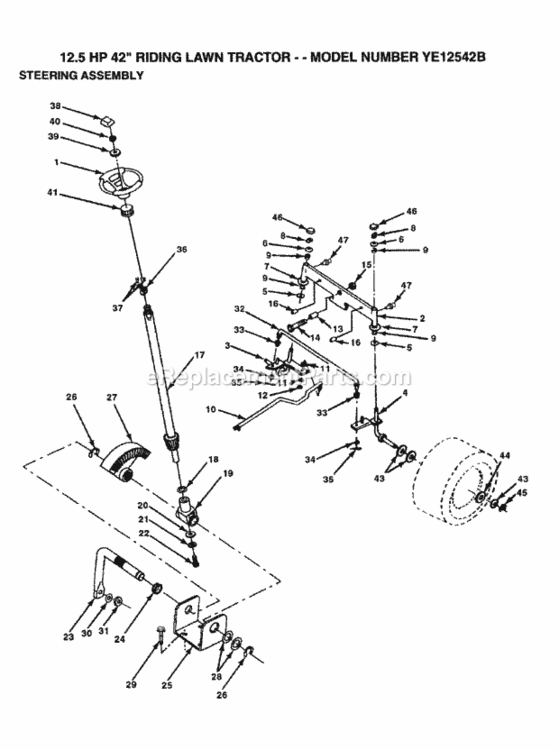 Page G Diagram and Parts List for YE12542B 1999 And Before Husqvarna Lawn Tractor