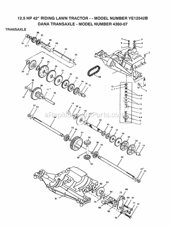 Page H Diagram and Parts List for YE12542B 1999 And Before Husqvarna Lawn Tractor