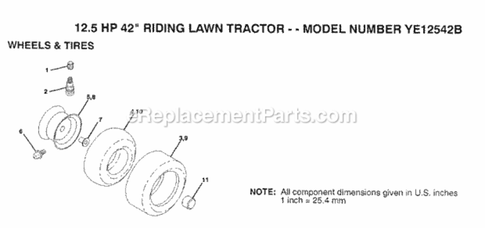 Page I Diagram and Parts List for YE12542B 1999 And Before Husqvarna Lawn Tractor