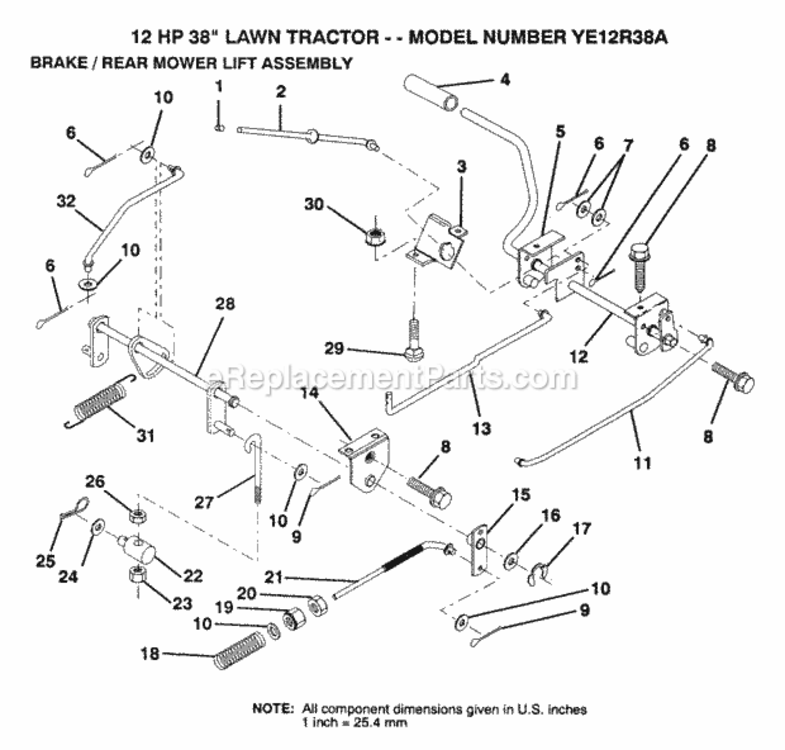 Page A Diagram and Parts List for YE12R38A 1999 And Before Husqvarna Lawn Tractor