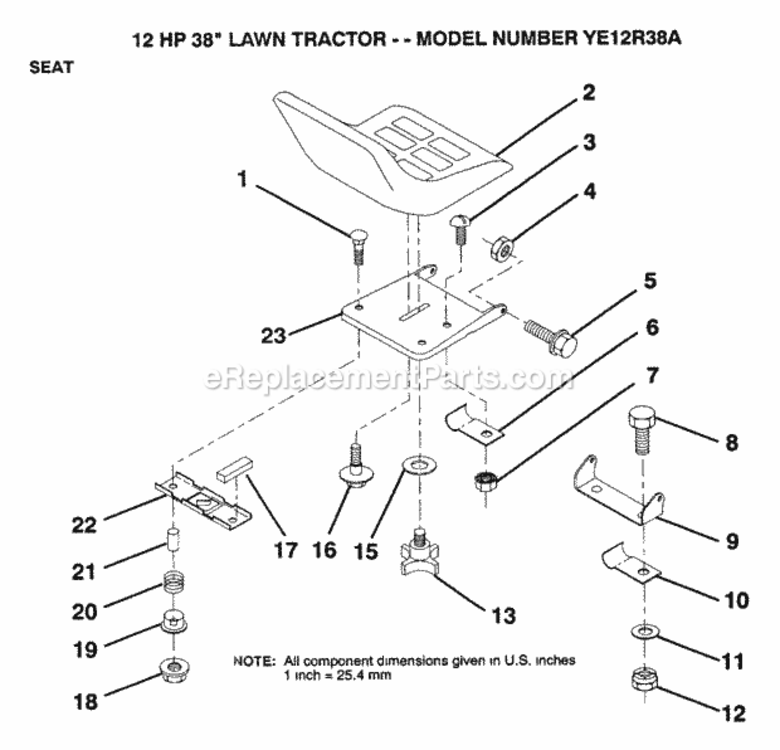 Page L Diagram and Parts List for YE12R38A 1999 And Before Husqvarna Lawn Tractor