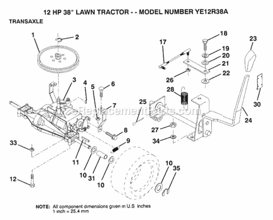 Page P Diagram and Parts List for YE12R38A 1999 And Before Husqvarna Lawn Tractor