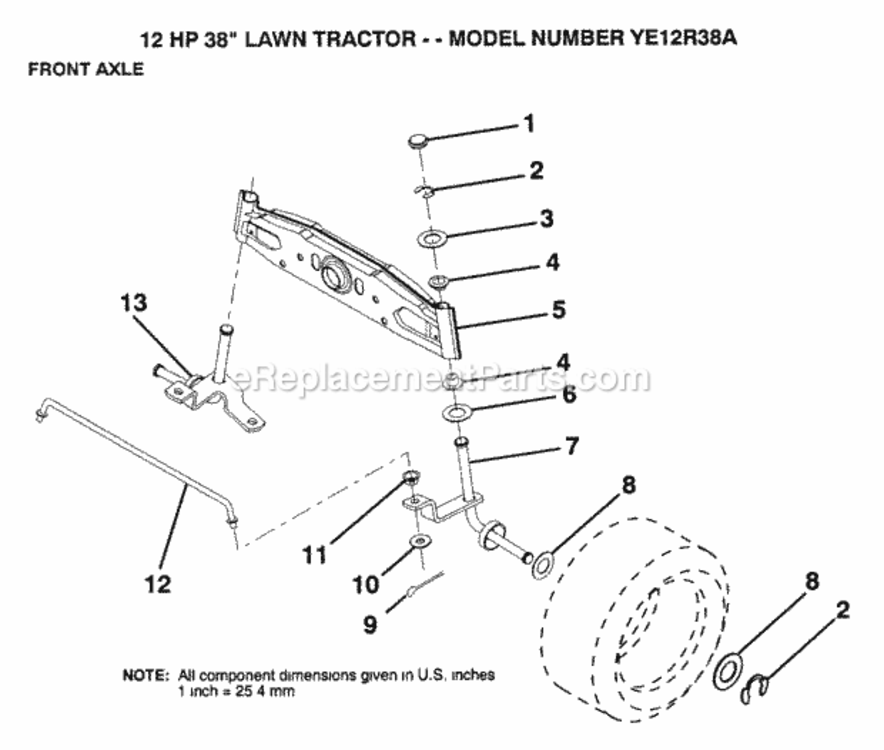 Page G Diagram and Parts List for YE12R38A 1999 And Before Husqvarna Lawn Tractor