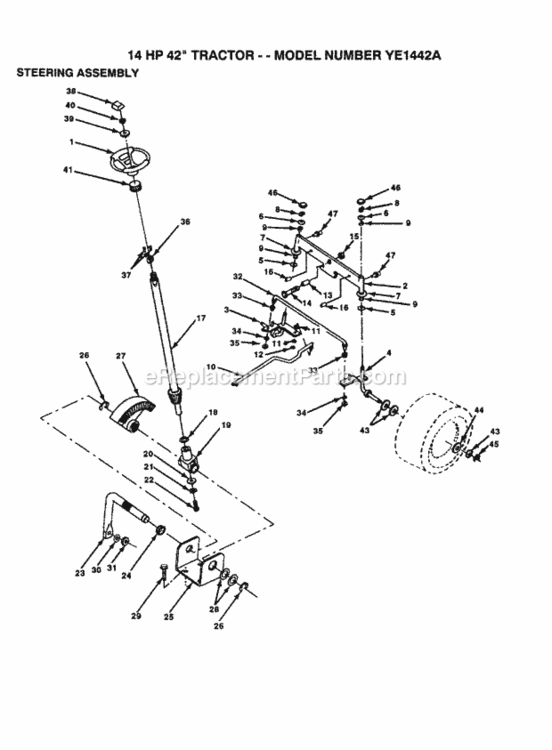 Page I Diagram and Parts List for YE1442A 1999 And Before Husqvarna Lawn Tractor