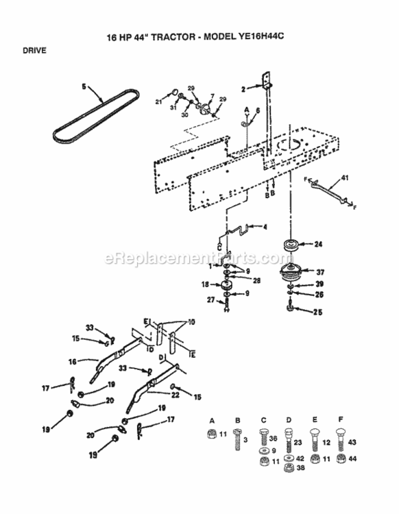 Page C Diagram and Parts List for YE16H44C 1999 And Before Husqvarna Lawn Tractor