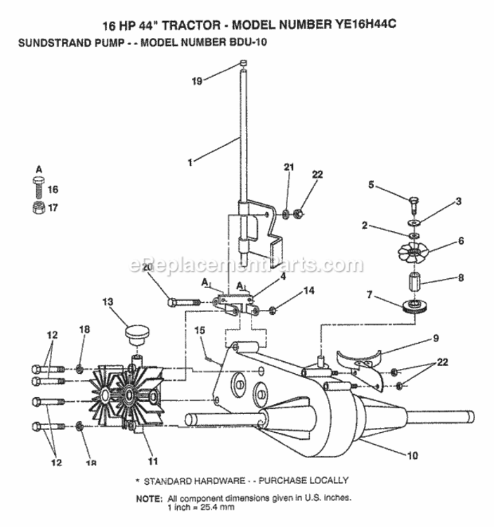 Page H Diagram and Parts List for YE16H44C 1999 And Before Husqvarna Lawn Tractor