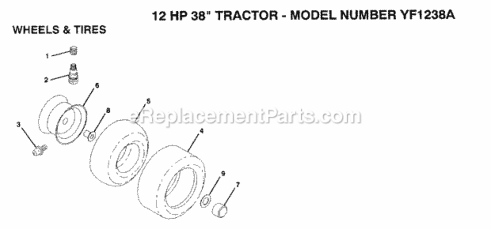 Page H Diagram and Parts List for YF1238A 1999 And Before Husqvarna Lawn Tractor
