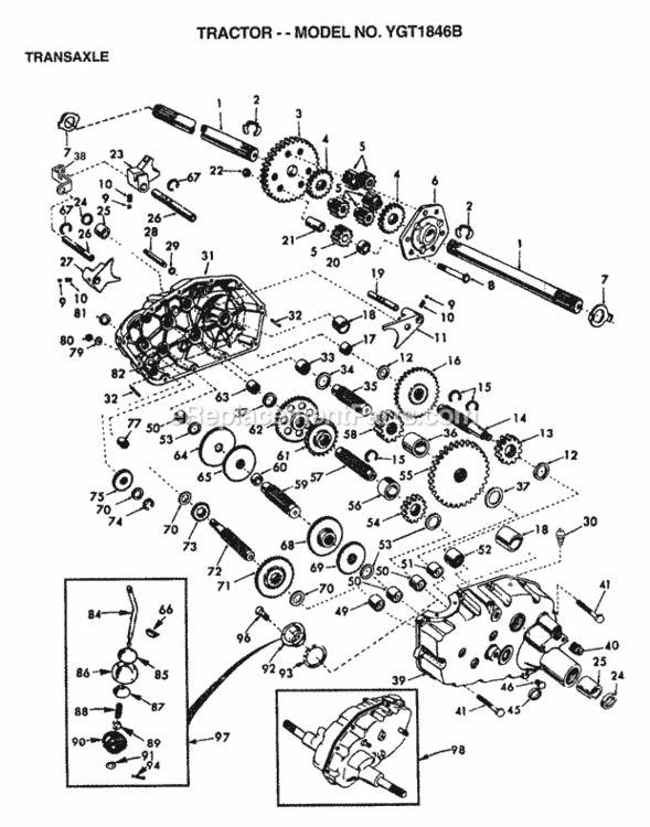 Page J Diagram and Parts List for YGT1846B 1999 Husqvarna Lawn Tractor