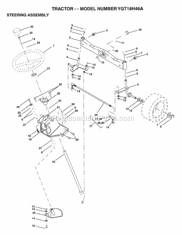 Page J Diagram and Parts List for YGT18H46A 1997 Husqvarna Lawn Tractor