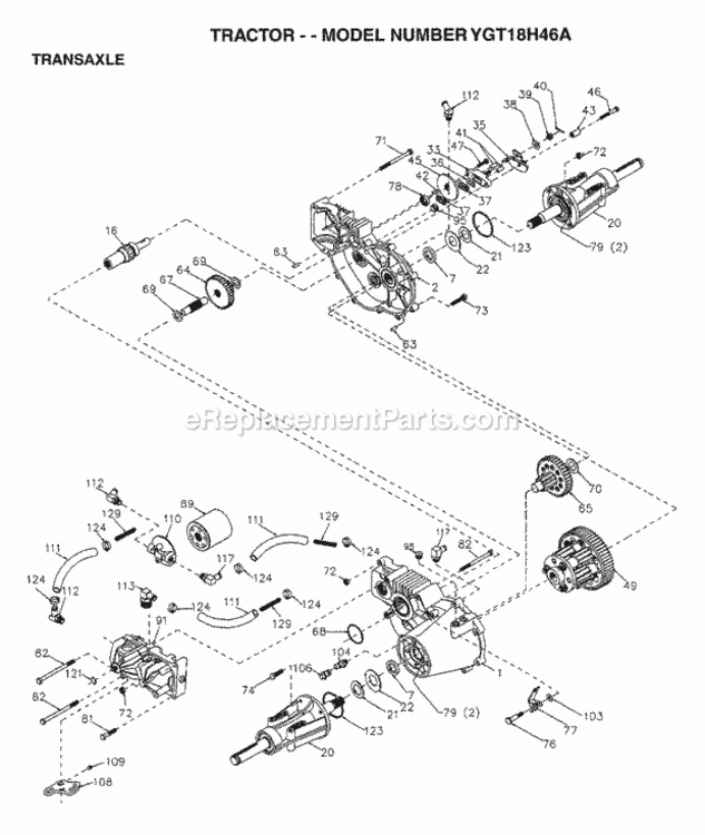 Page K Diagram and Parts List for YGT18H46A 1997 Husqvarna Lawn Tractor