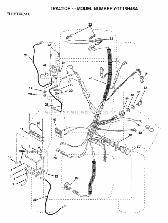 Page C Diagram and Parts List for YGT18H46A 1997 Husqvarna Lawn Tractor