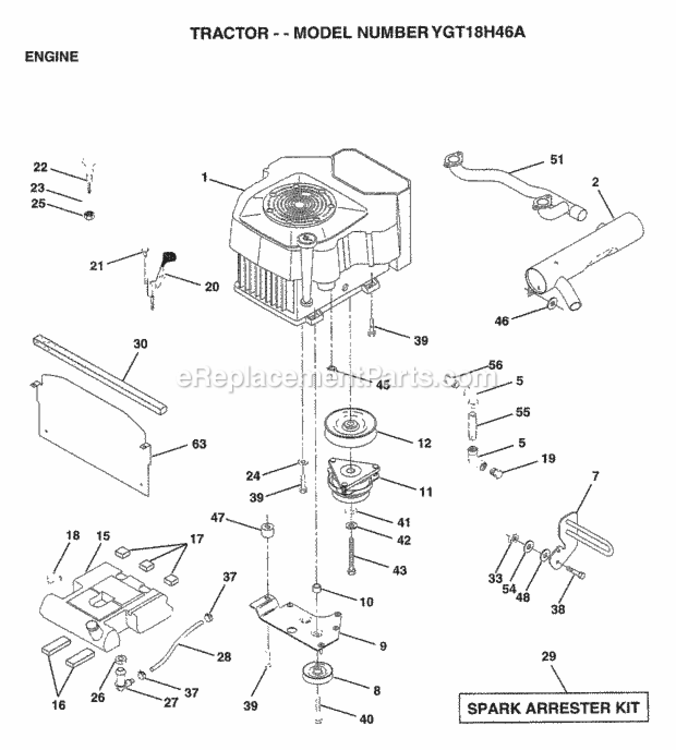 Page D Diagram and Parts List for YGT18H46A 1997 Husqvarna Lawn Tractor