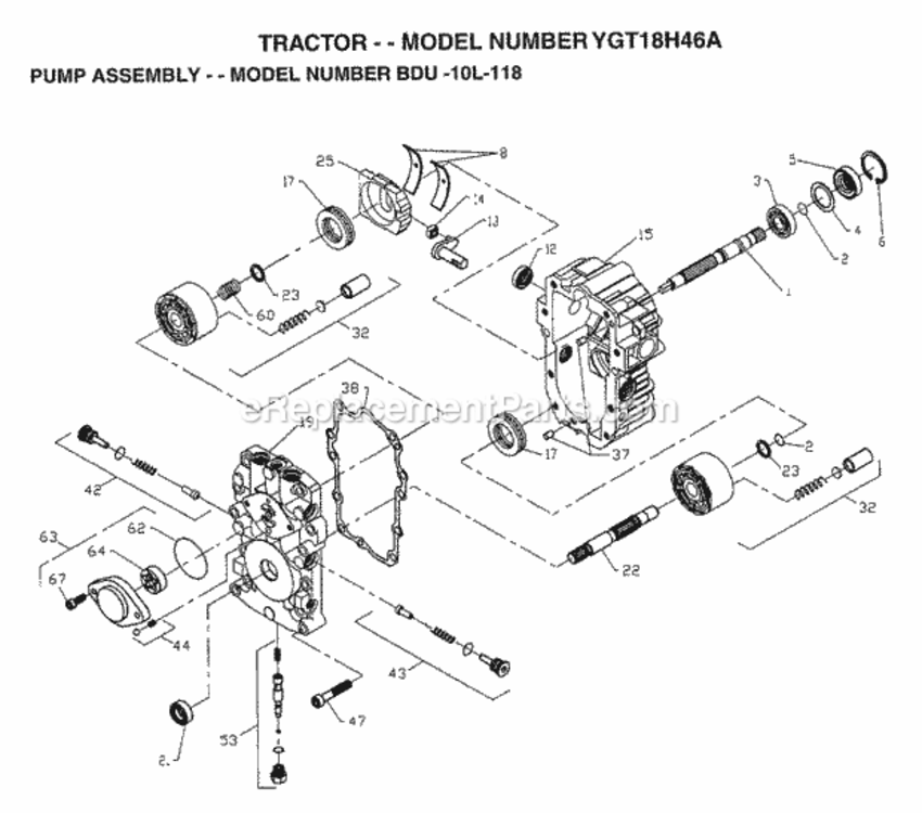 Page H Diagram and Parts List for YGT18H46A 1997 Husqvarna Lawn Tractor