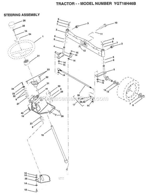 Page K Diagram and Parts List for YGT18H46B 1998 Husqvarna Lawn Tractor