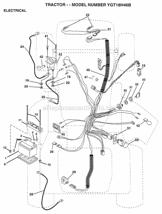 Page C Diagram and Parts List for YGT18H46B 1998 Husqvarna Lawn Tractor