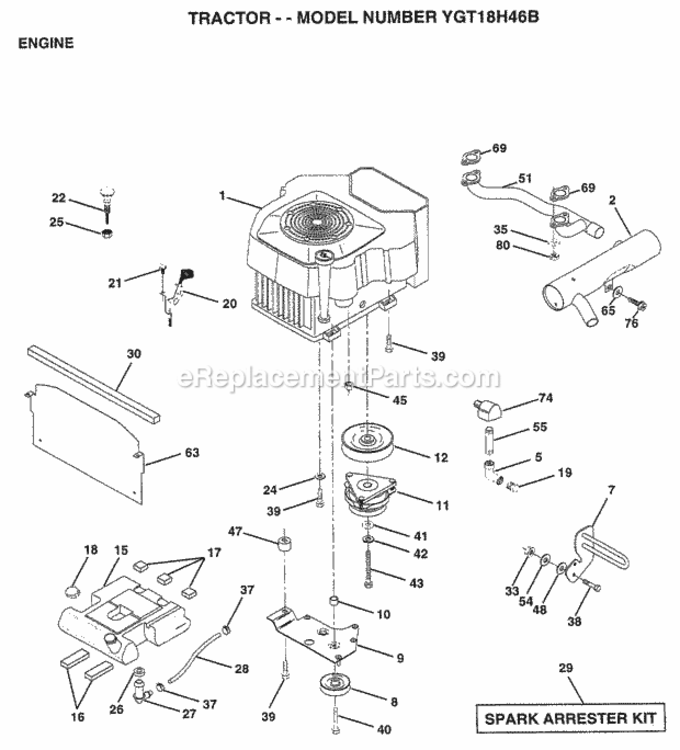 Page D Diagram and Parts List for YGT18H46B 1998 Husqvarna Lawn Tractor