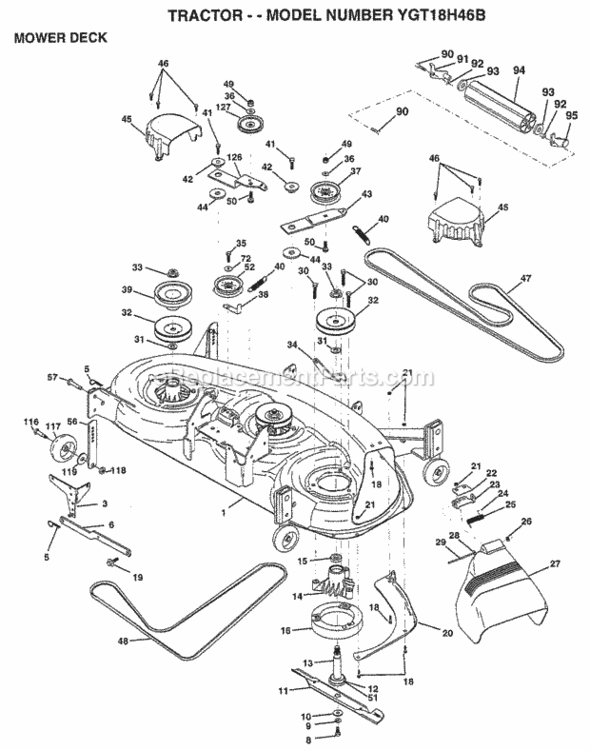 Page I Diagram and Parts List for YGT18H46B 1998 Husqvarna Lawn Tractor