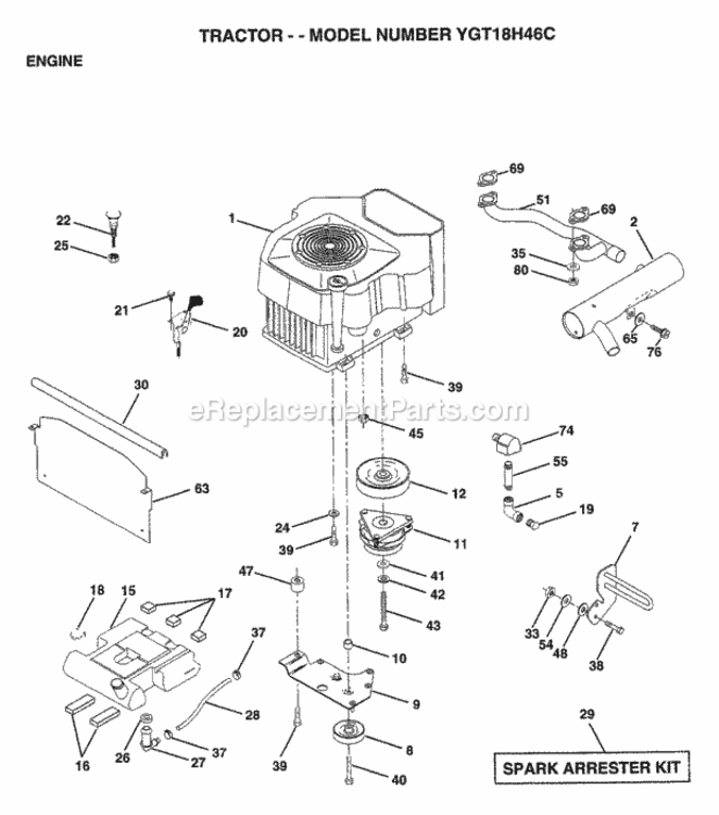 Page D Diagram and Parts List for YGT18H46C 1999 Husqvarna Lawn Tractor