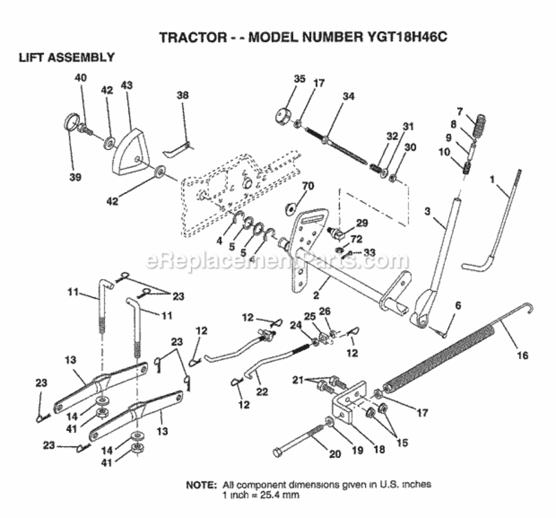 Page F Diagram and Parts List for YGT18H46C 1999 Husqvarna Lawn Tractor
