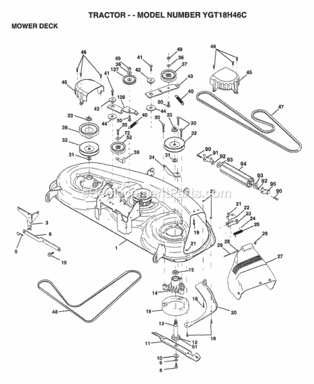 Page G Diagram and Parts List for YGT18H46C 1999 Husqvarna Lawn Tractor