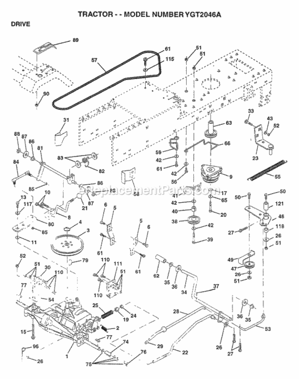 Page C Diagram and Parts List for YGT2046A 1997 Husqvarna Lawn Tractor