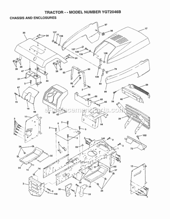 Page A Diagram and Parts List for YGT2046B 1998 Husqvarna Lawn Tractor
