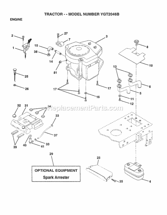 Page E Diagram and Parts List for YGT2046B 1998 Husqvarna Lawn Tractor