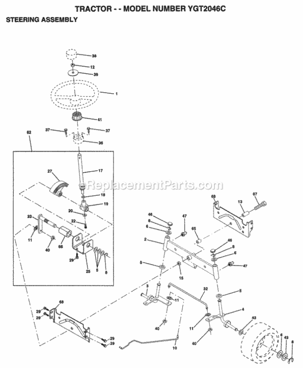Page J Diagram and Parts List for YGT2046C 1998 Husqvarna Lawn Tractor