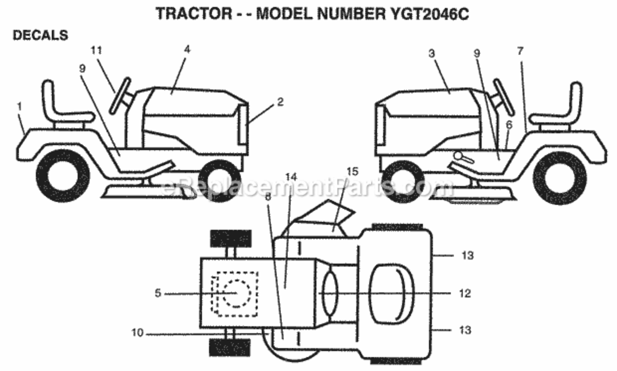Page B Diagram and Parts List for YGT2046C 1998 Husqvarna Lawn Tractor