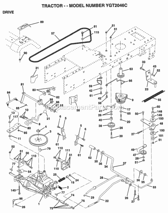 Page C Diagram and Parts List for YGT2046C 1998 Husqvarna Lawn Tractor