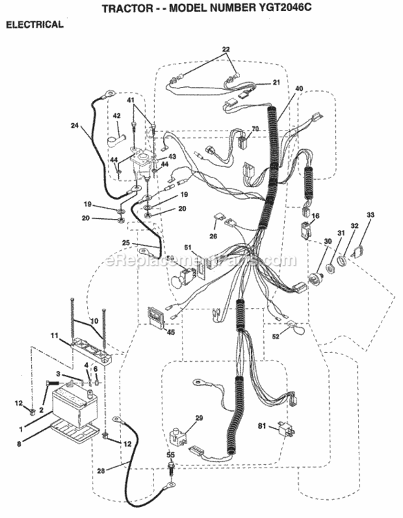 Page D Diagram and Parts List for YGT2046C 1998 Husqvarna Lawn Tractor