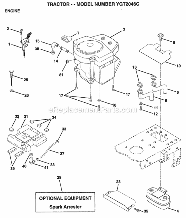 Page E Diagram and Parts List for YGT2046C 1998 Husqvarna Lawn Tractor