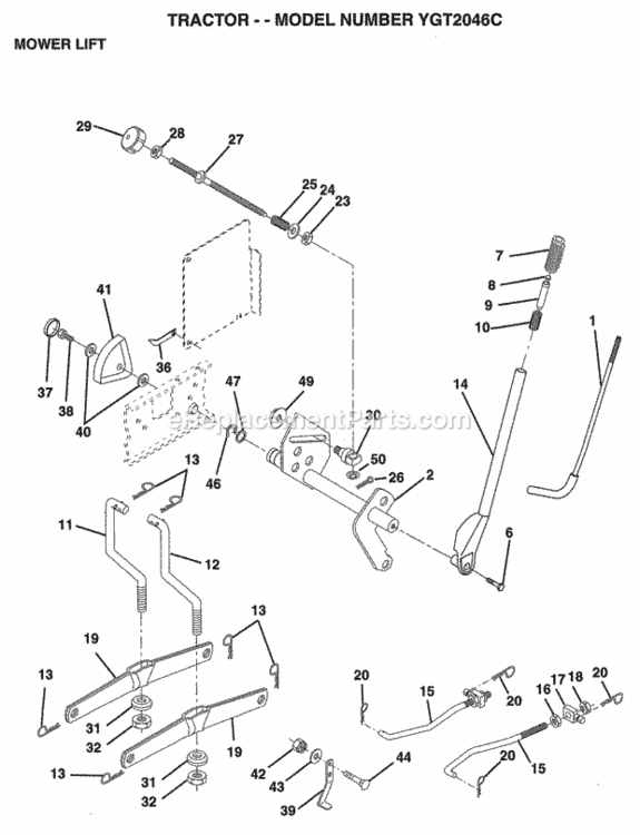 Page G Diagram and Parts List for YGT2046C 1998 Husqvarna Lawn Tractor