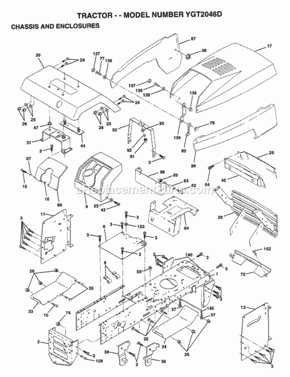Page A Diagram and Parts List for YGT2046D 1999 Husqvarna Lawn Tractor