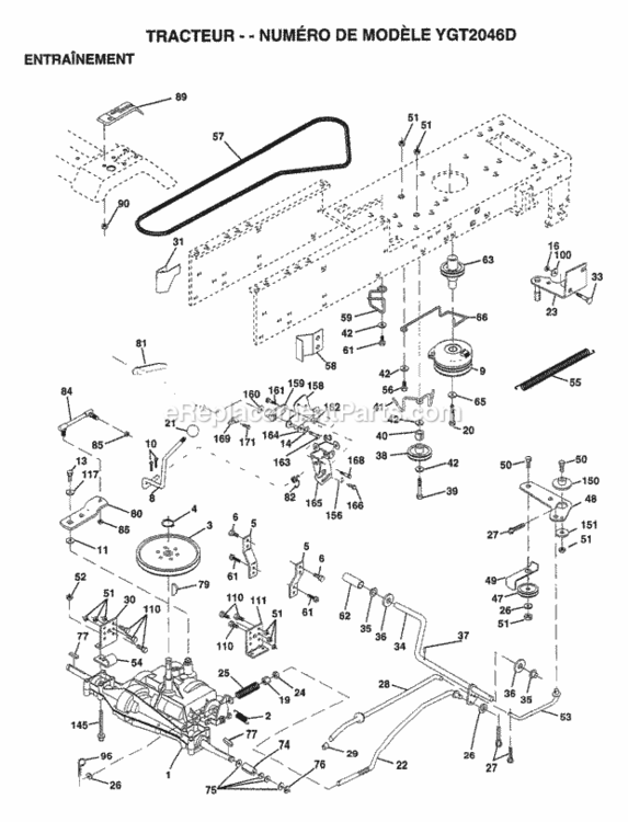 Page D Diagram and Parts List for YGT2046D 1999 Husqvarna Lawn Tractor