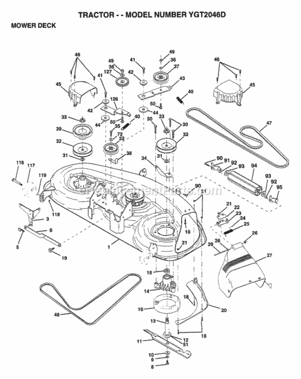 Page G Diagram and Parts List for YGT2046D 1999 Husqvarna Lawn Tractor