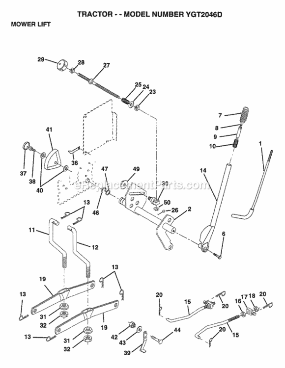 Page H Diagram and Parts List for YGT2046D 1999 Husqvarna Lawn Tractor