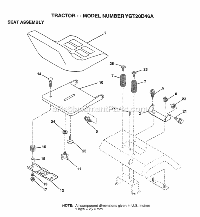 Page I Diagram and Parts List for YGT20D46A 1997 Husqvarna Lawn Tractor