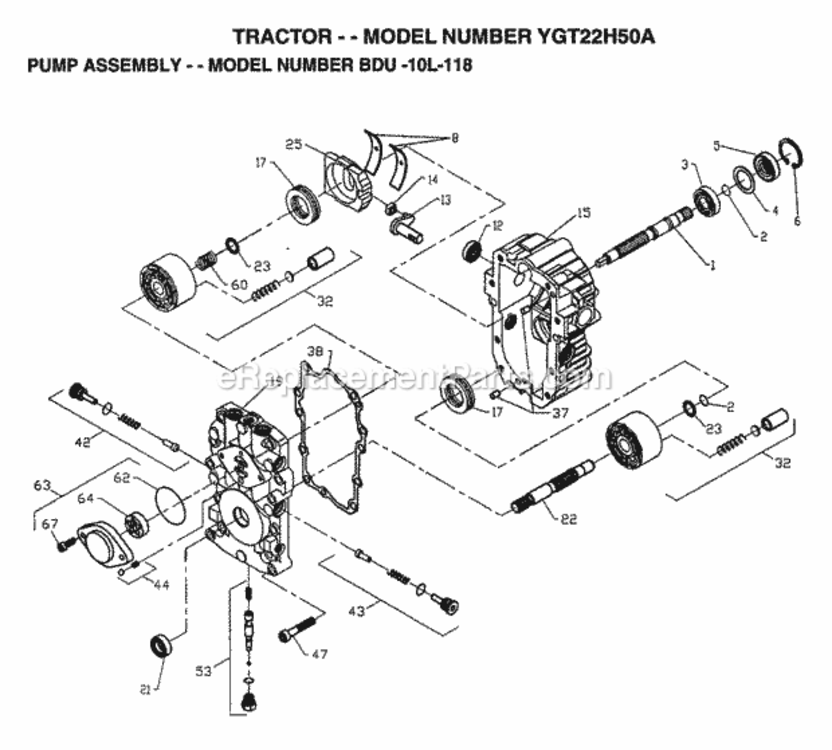 Page K Diagram and Parts List for YGT22H50A 1997 Husqvarna Lawn Tractor