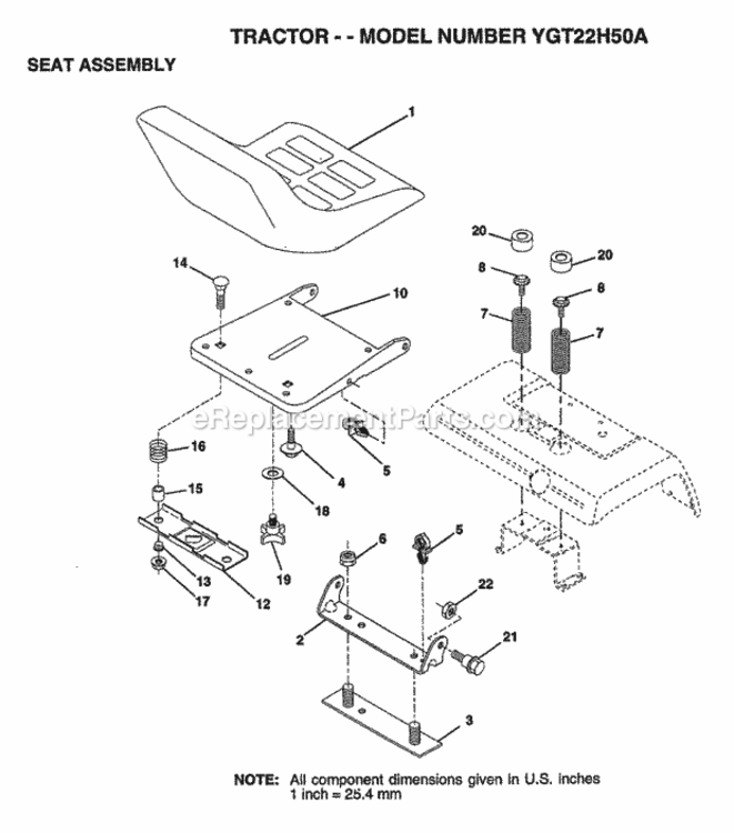 Page L Diagram and Parts List for YGT22H50A 1997 Husqvarna Lawn Tractor
