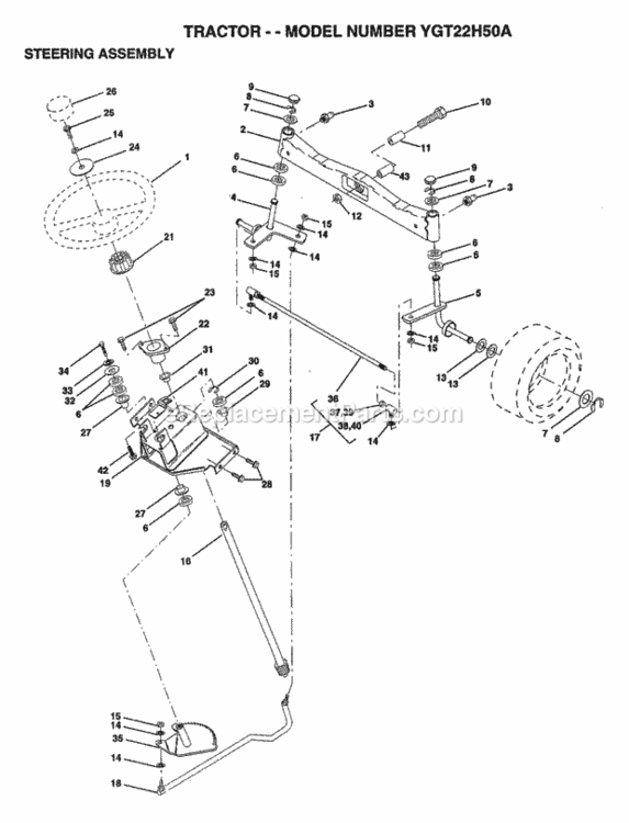 Page N Diagram and Parts List for YGT22H50A 1997 Husqvarna Lawn Tractor