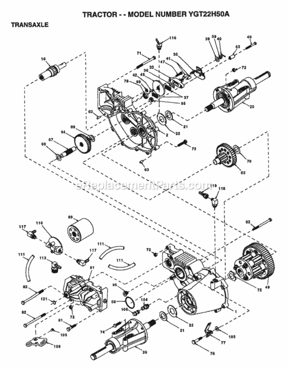 Page O Diagram and Parts List for YGT22H50A 1997 Husqvarna Lawn Tractor