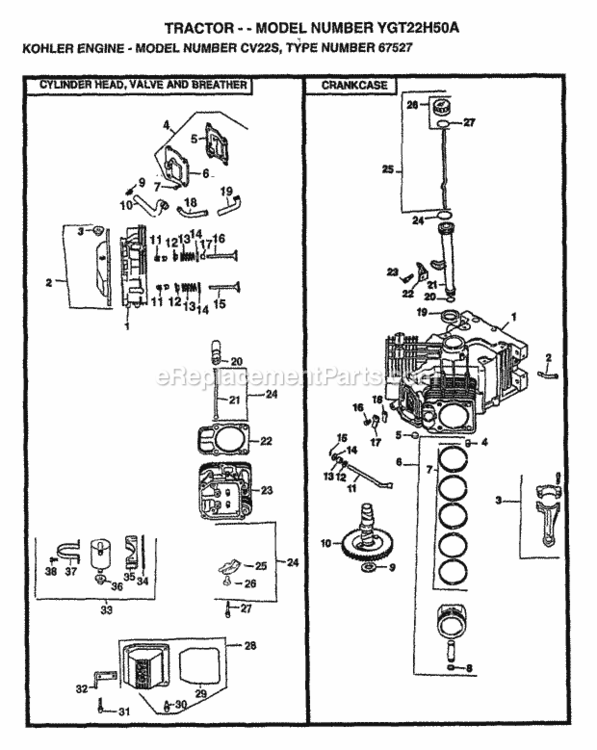Page B Diagram and Parts List for YGT22H50A 1997 Husqvarna Lawn Tractor